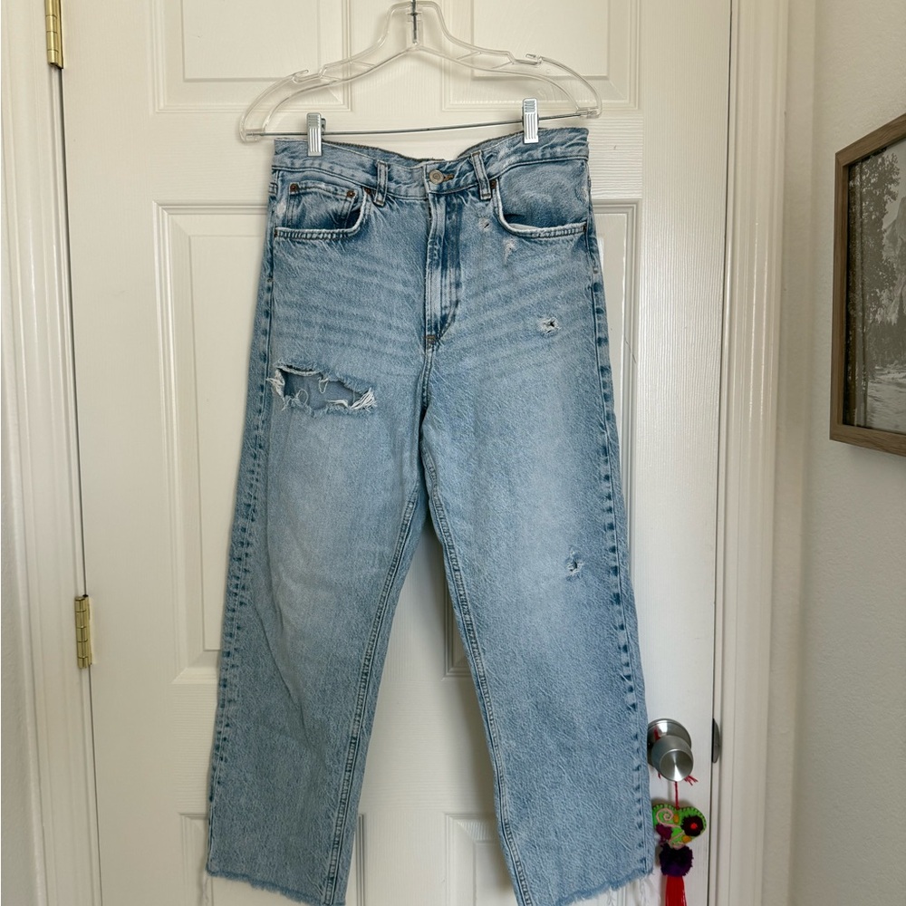 Zara Light Blue Distressed Women Jeans